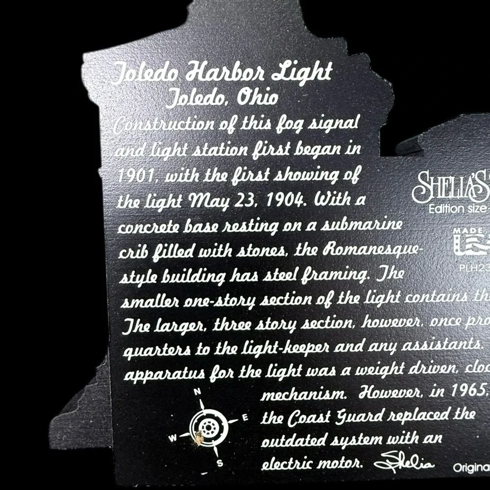 Shelia's Toledo Harbor Light Lighthouse‎ Toledo, Ohio Wooden Shelf Sitter 2000